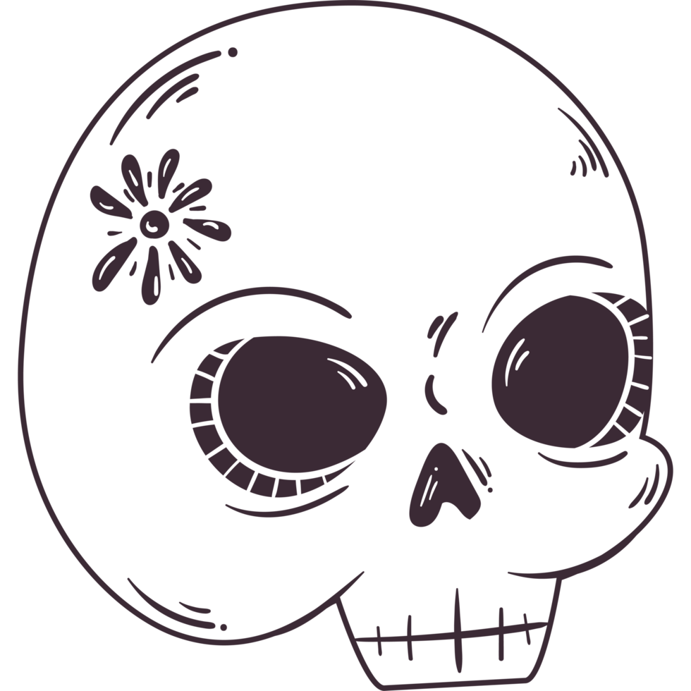 esoteric skull with flower png