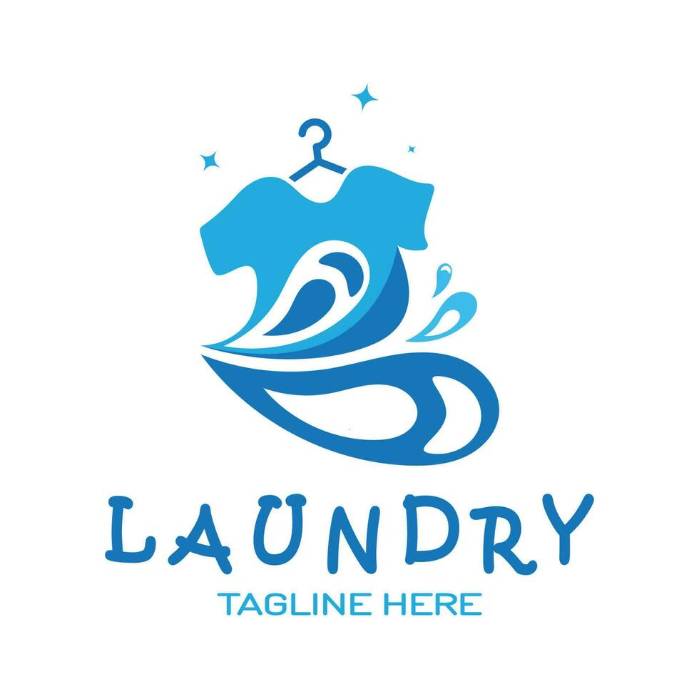 simple creative laundry logo, with the concept of a clothes or clothes washing machine, foam. water drops, logo for washing, clothes deodorizer, badge, company vector
