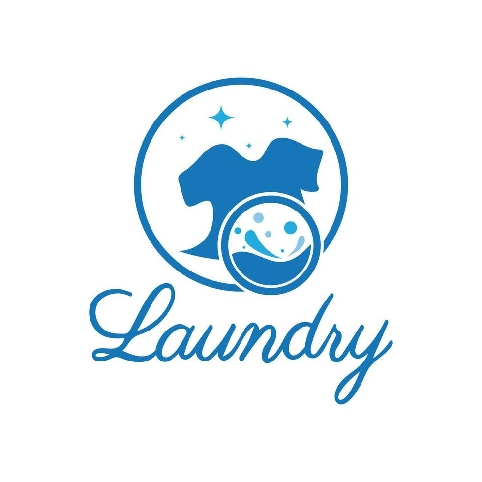 simple creative laundry logo, with the concept of a clothes or clothes washing machine, foam. water drops, logo for washing, clothes deodorizer, badge, company vector