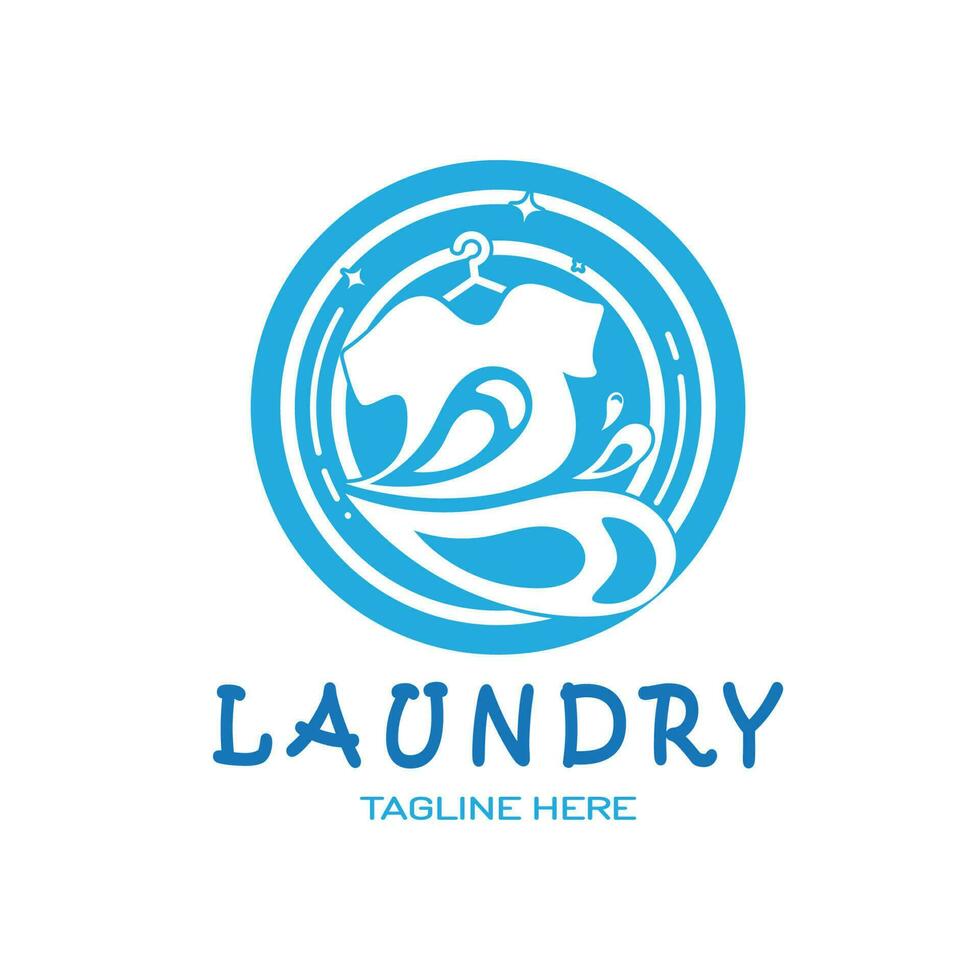 simple creative laundry logo, with the concept of a clothes or clothes washing machine, foam. water drops, logo for washing, clothes deodorizer, badge, company vector