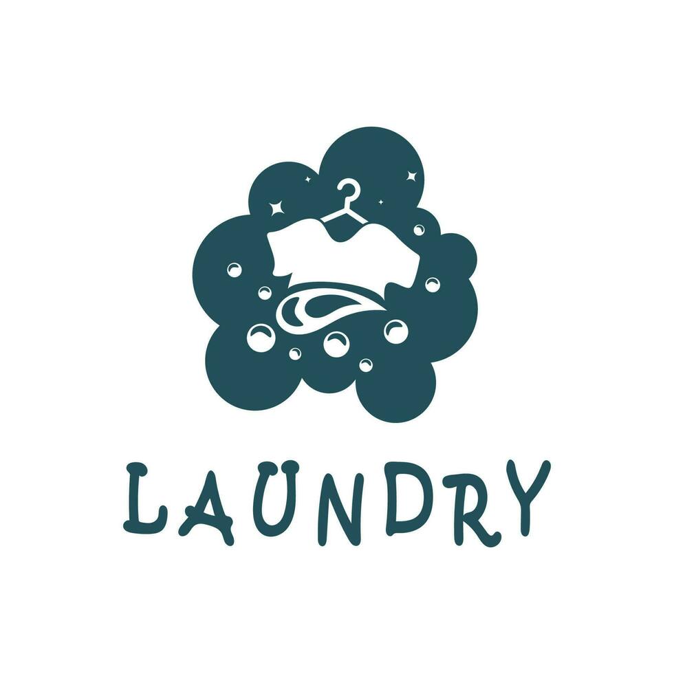 simple creative laundry logo, with the concept of a clothes or clothes washing machine, foam. water drops, logo for washing, clothes deodorizer, badge, company vector