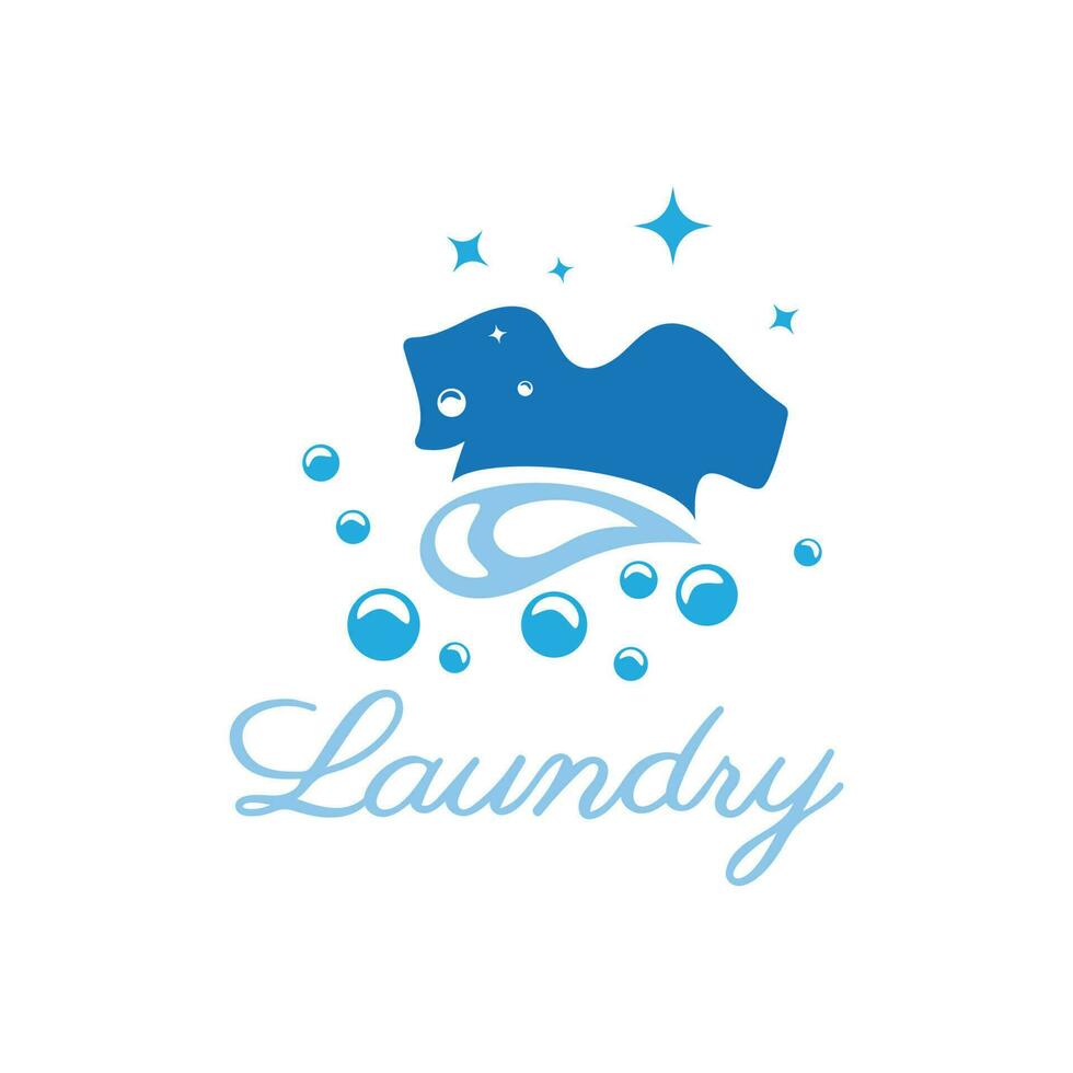 simple creative laundry logo, with the concept of a clothes or clothes washing machine, foam. water drops, logo for washing, clothes deodorizer, badge, company vector