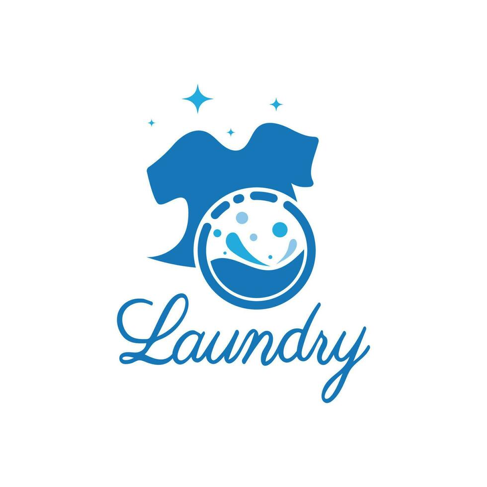 simple creative laundry logo, with the concept of a clothes or clothes washing machine, foam. water drops, logo for washing, clothes deodorizer, badge, company vector