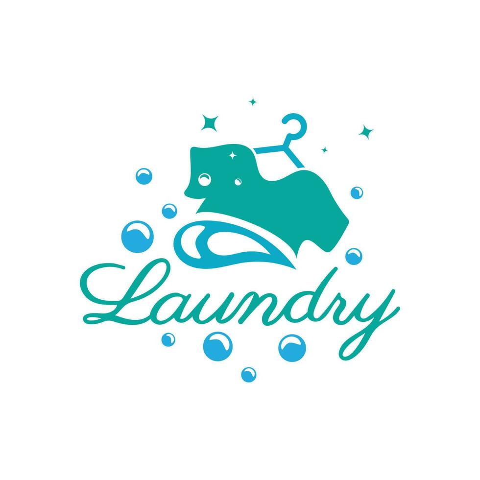 simple creative laundry logo, with the concept of a clothes or clothes washing machine, foam. water drops, logo for washing, clothes deodorizer, badge, company vector