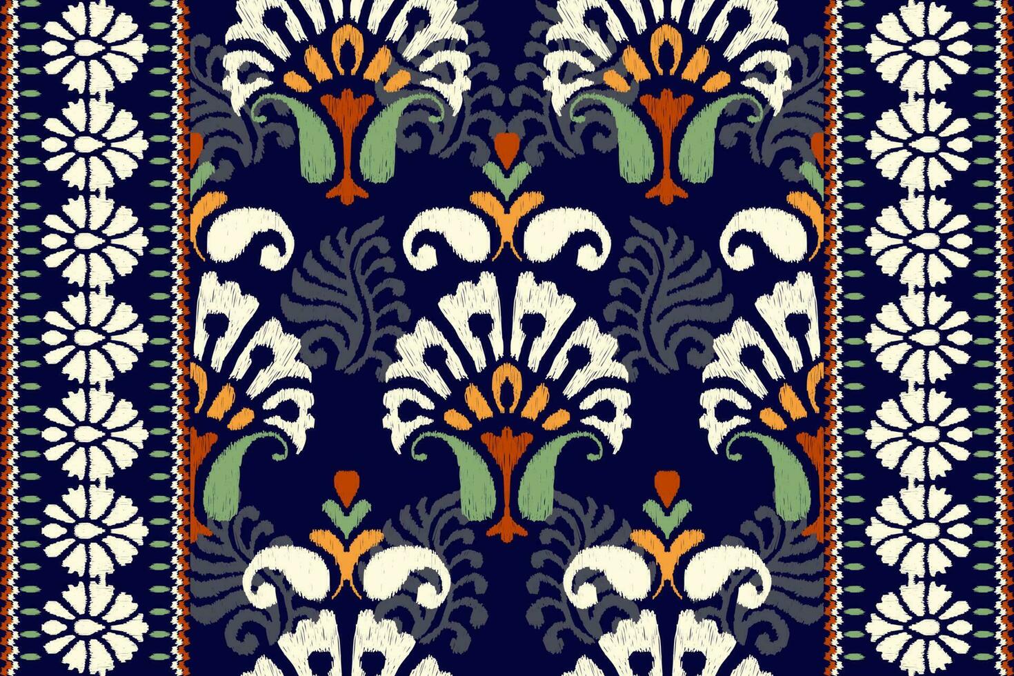 ikat floral cachemir bordado en oscuro púrpura fondo.ikat étnico oriental modelo tradicional.azteca estilo resumen vector ilustración.diseño para textura,tela,ropa,envoltura,decoración,alfombra