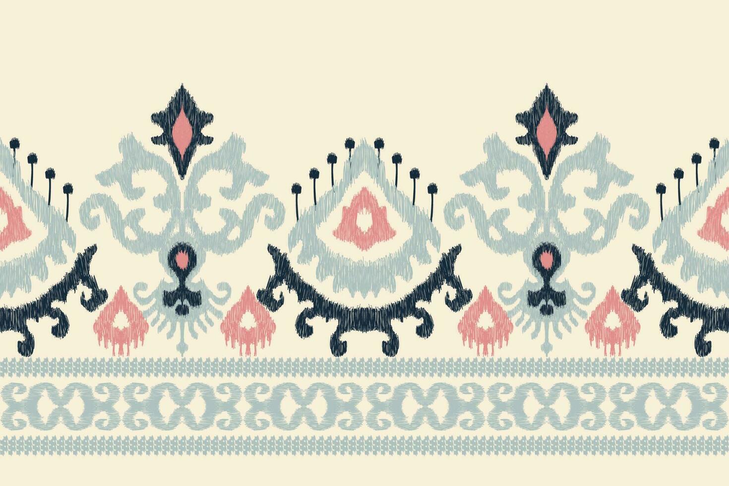 ikat floral cachemir bordado en blanco fondo.ikat étnico oriental modelo tradicional.azteca estilo resumen vector ilustración.diseño para textura,tela,ropa,envoltura,decoración,pareo,estampado