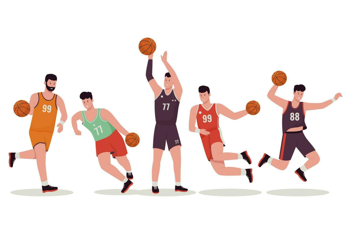 baloncesto jugador vector ilustración conjunto