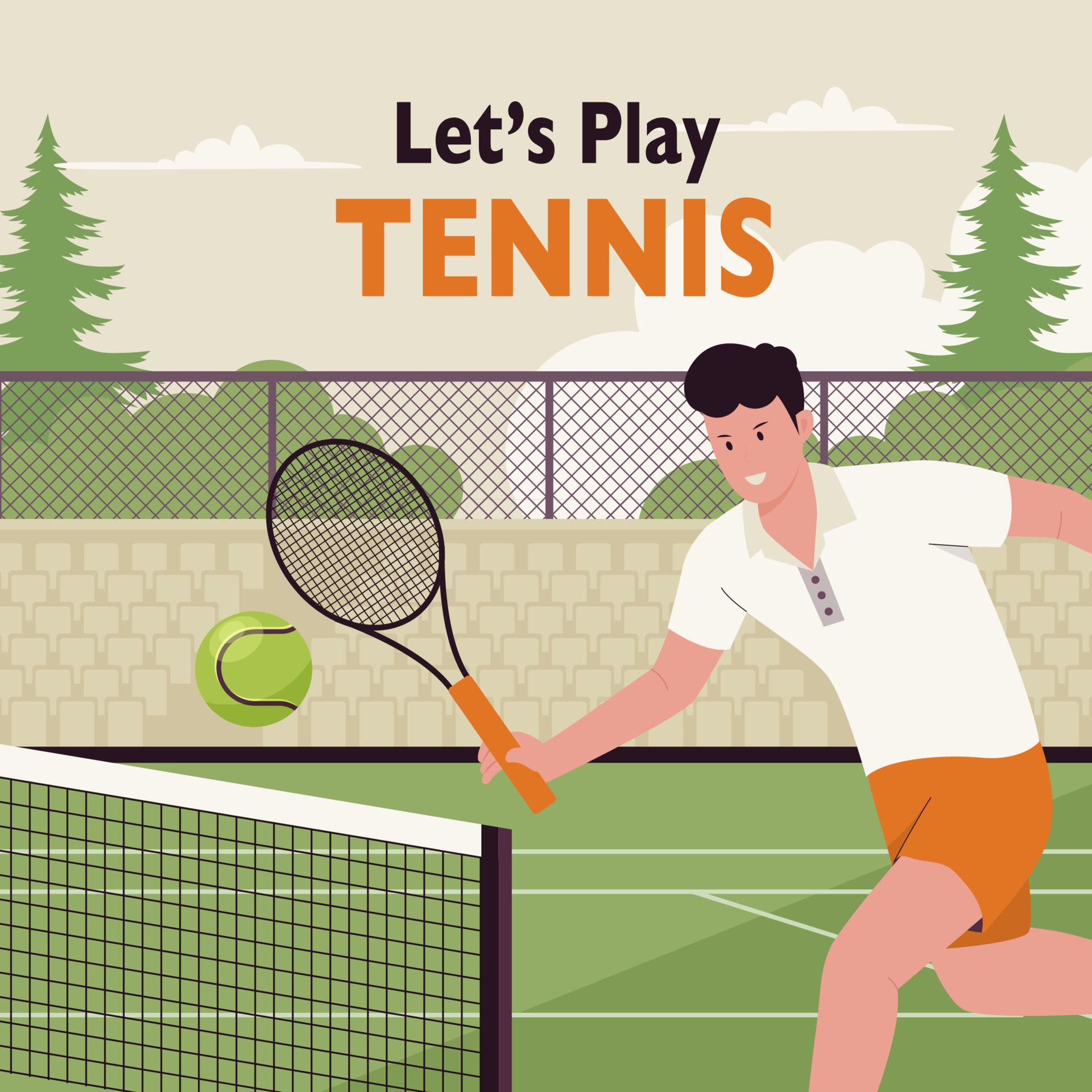 Lets play tennis illustration background concept 24097901 Vector Art at Vecteezy