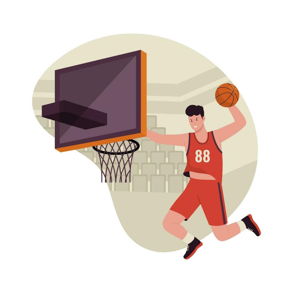 Basketball player jumping illustration concept vector