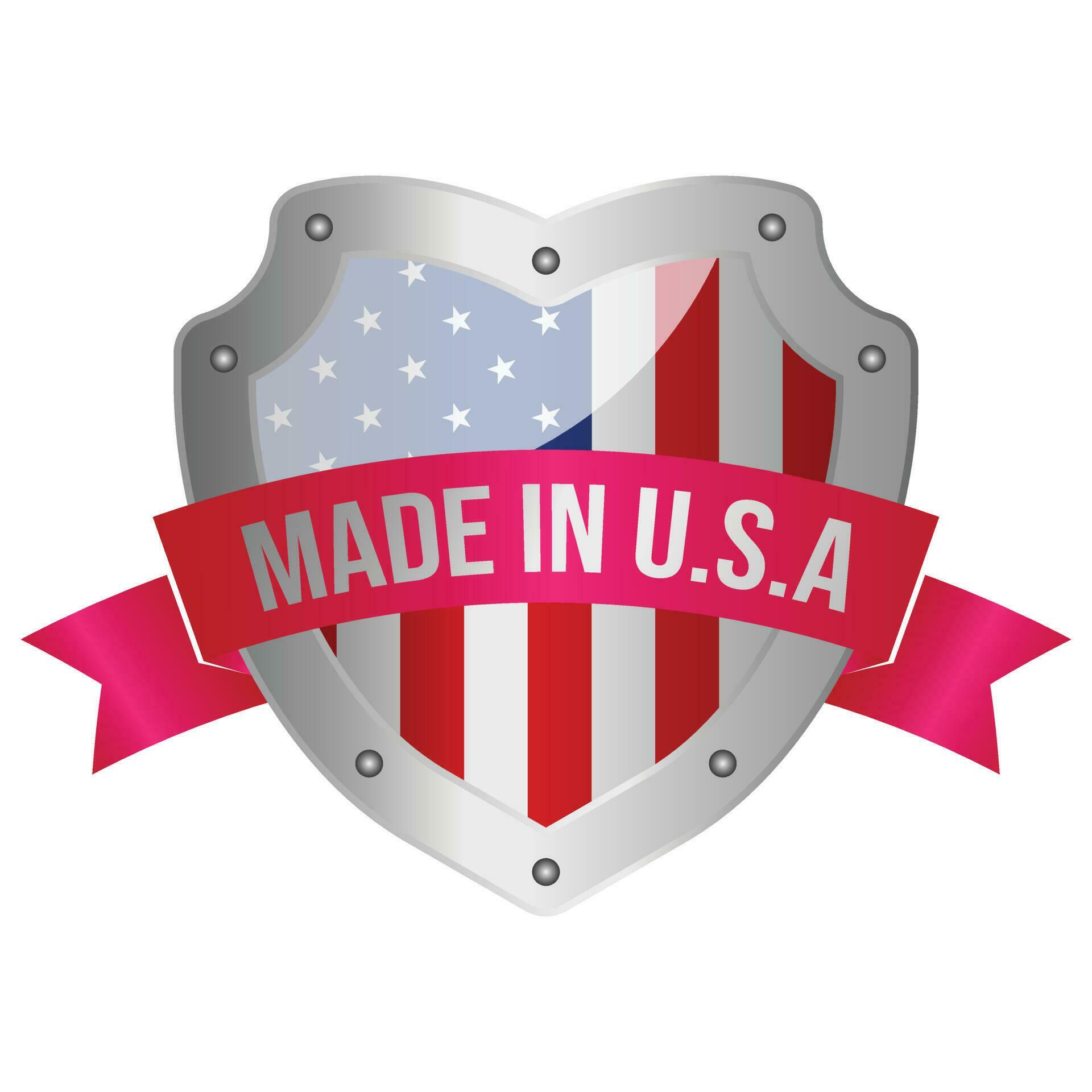 made in usa badge, made in the usa emblem, shield vector american flag