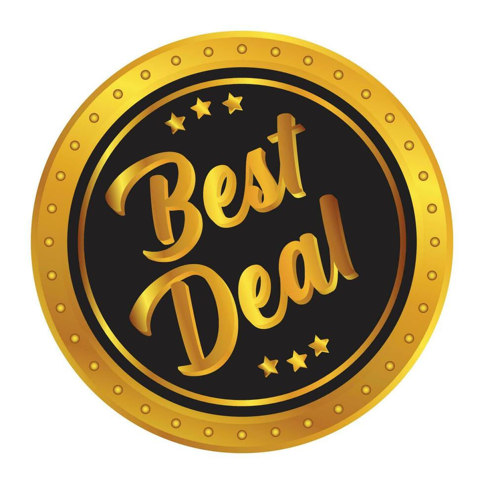 Best Deal Badge With Glossy Gradient Vector Illustration, Best Deal Seal, Best Deal Label, Emblem, Logo, Button, Sticker, Card Design Element