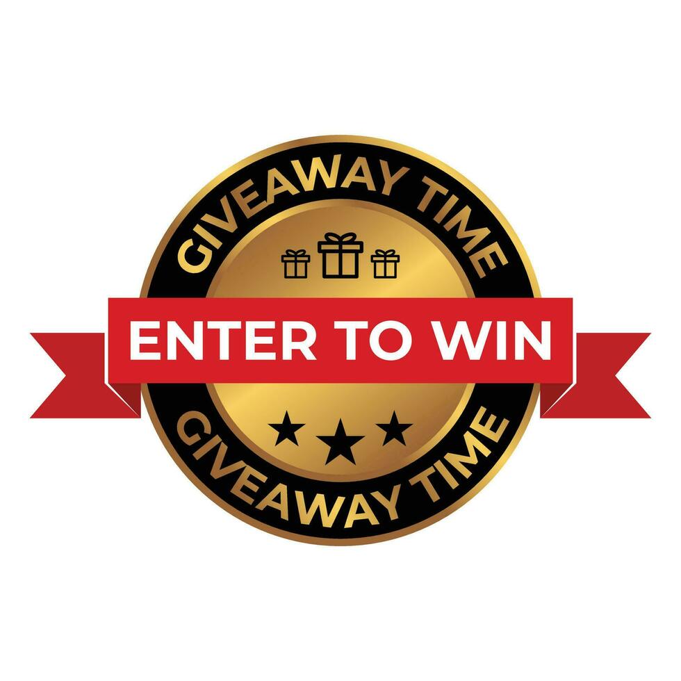 its time to giveaway, enter to win badge, emblem, logo, patch, seal, stamp, label, giveaway stamp, giveaway round band, sticker vector illustration