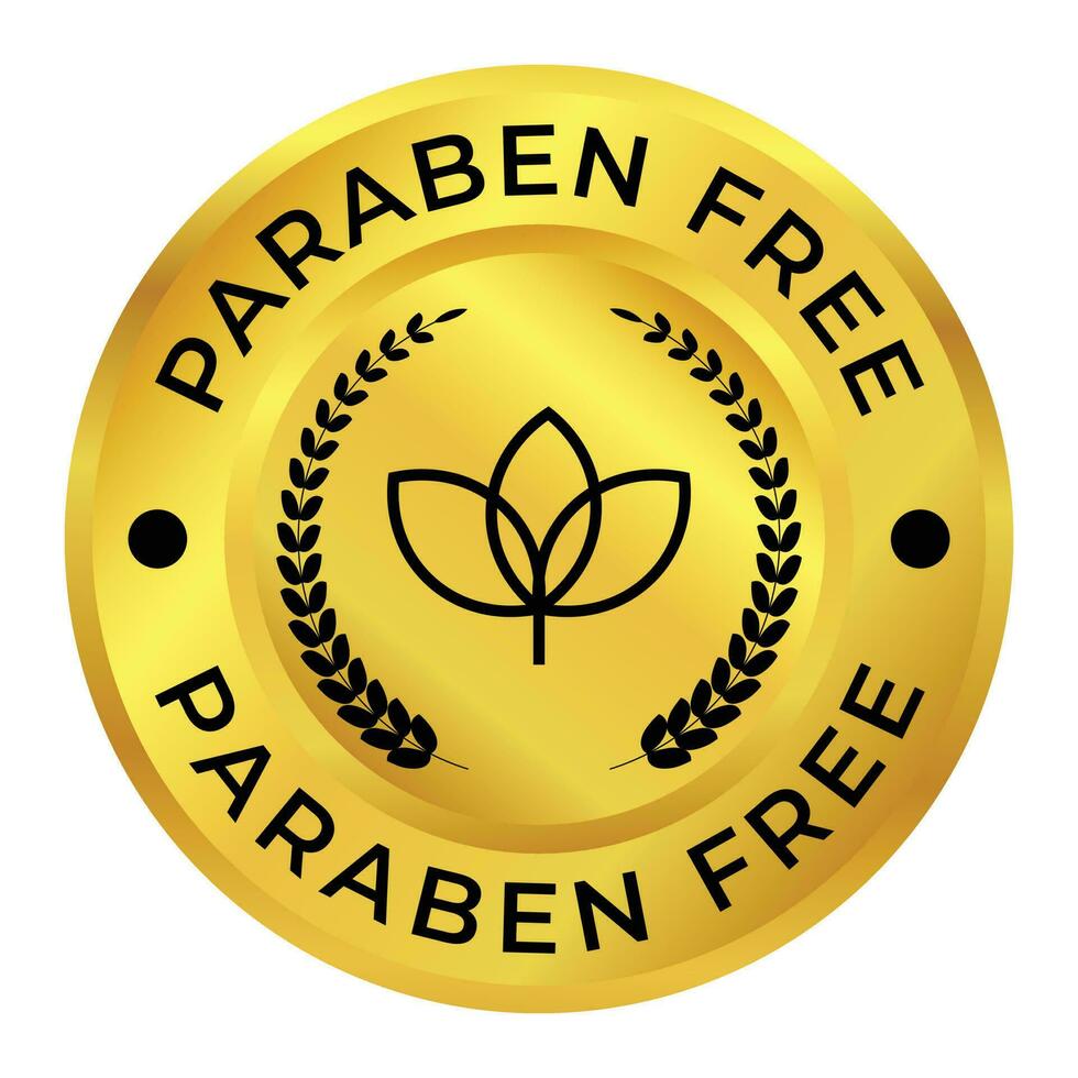 Paraben Free Badge, Stamp, A Group of Synthetic Chemicals, Emblem, Logo, Label For Health and Medical, Skincare, Cosmetic Product, Packaging Design Elements Vector Illustration
