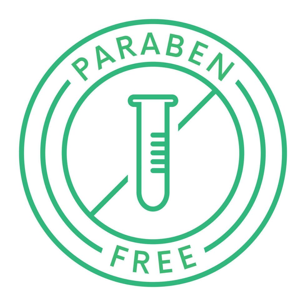 parabeno gratis insignia, estampilla, un grupo de sintético quimicos, emblema, logo, etiqueta para salud y médico, protección de la piel, cosmético producto, embalaje diseño elementos vector ilustración