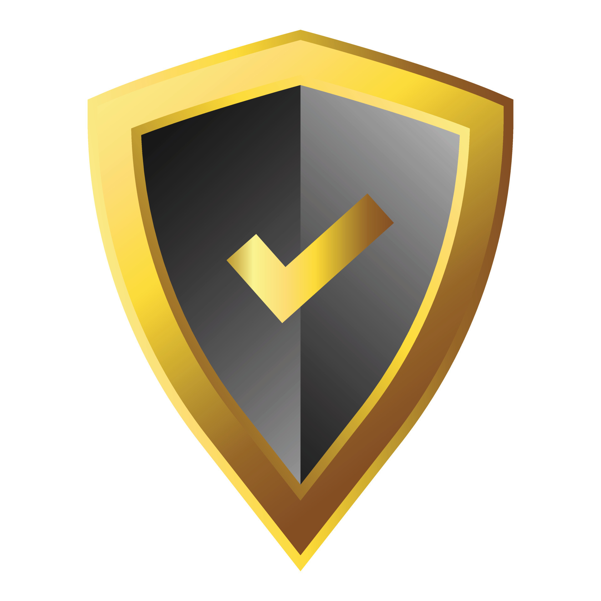 3D Shiny Shield Golden Gradient Shape Vector, Shield Vector Design