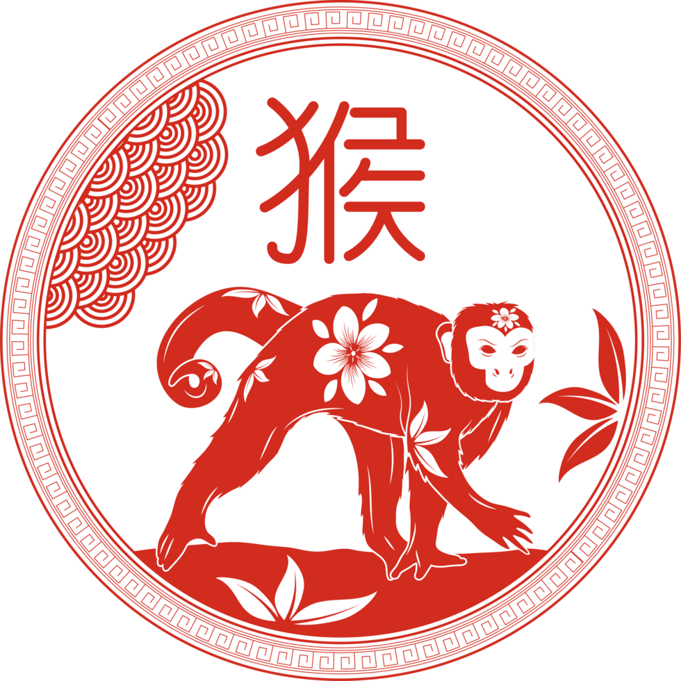 Affe chinesisches Sternzeichen-Emblem png