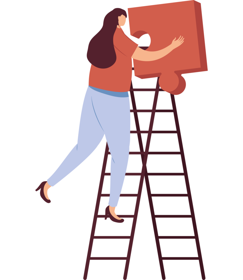 Frau mit Puzzle in der Treppe png