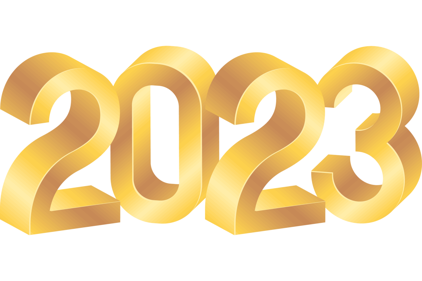 golden 2023 new year numbers png