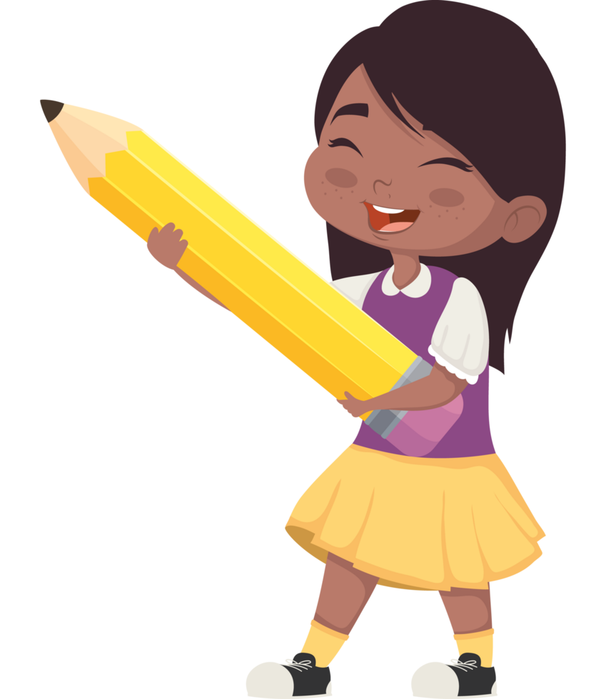 pequeña colegiala con lápiz png