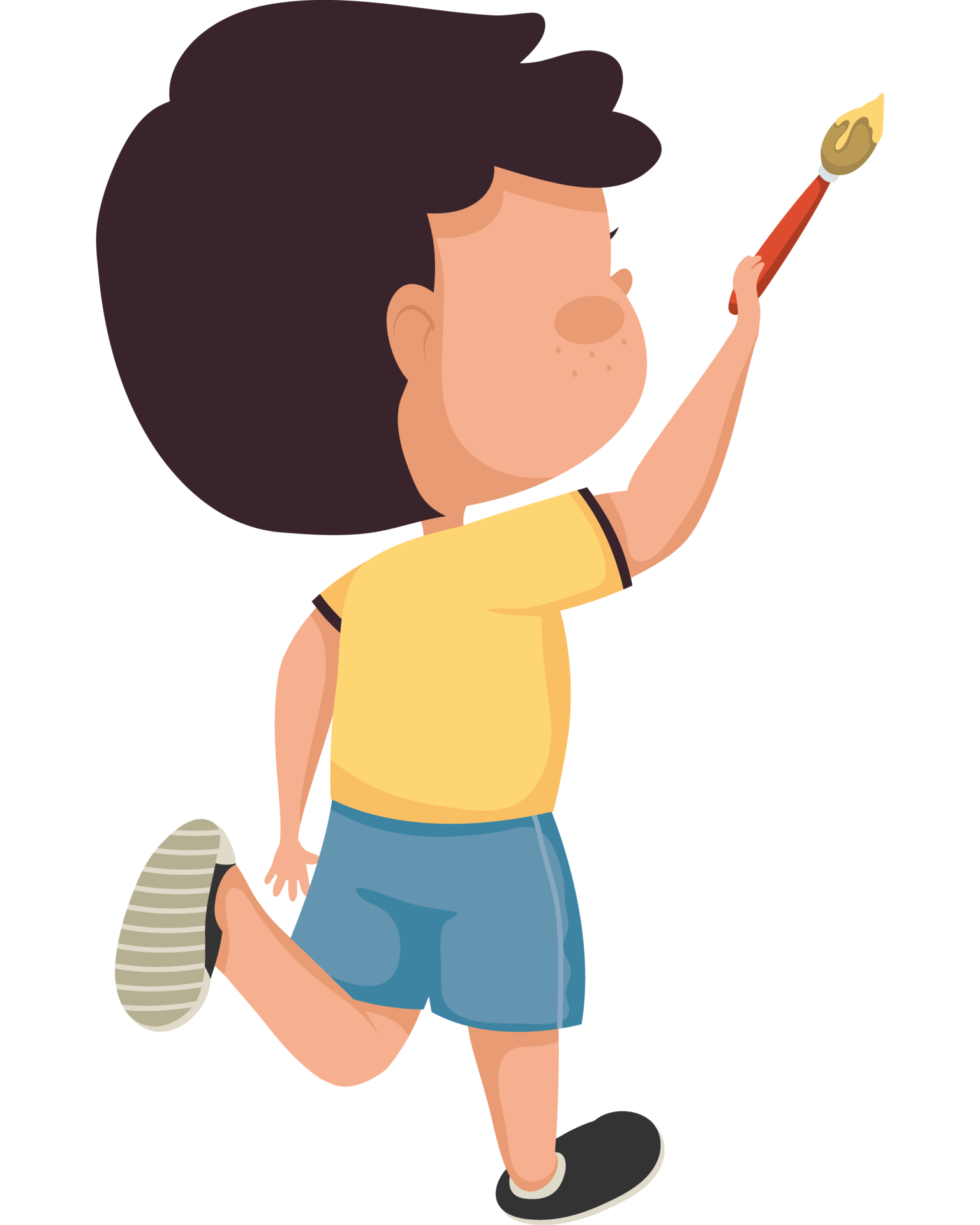 little schoolboy with paint brush 24098057 PNG