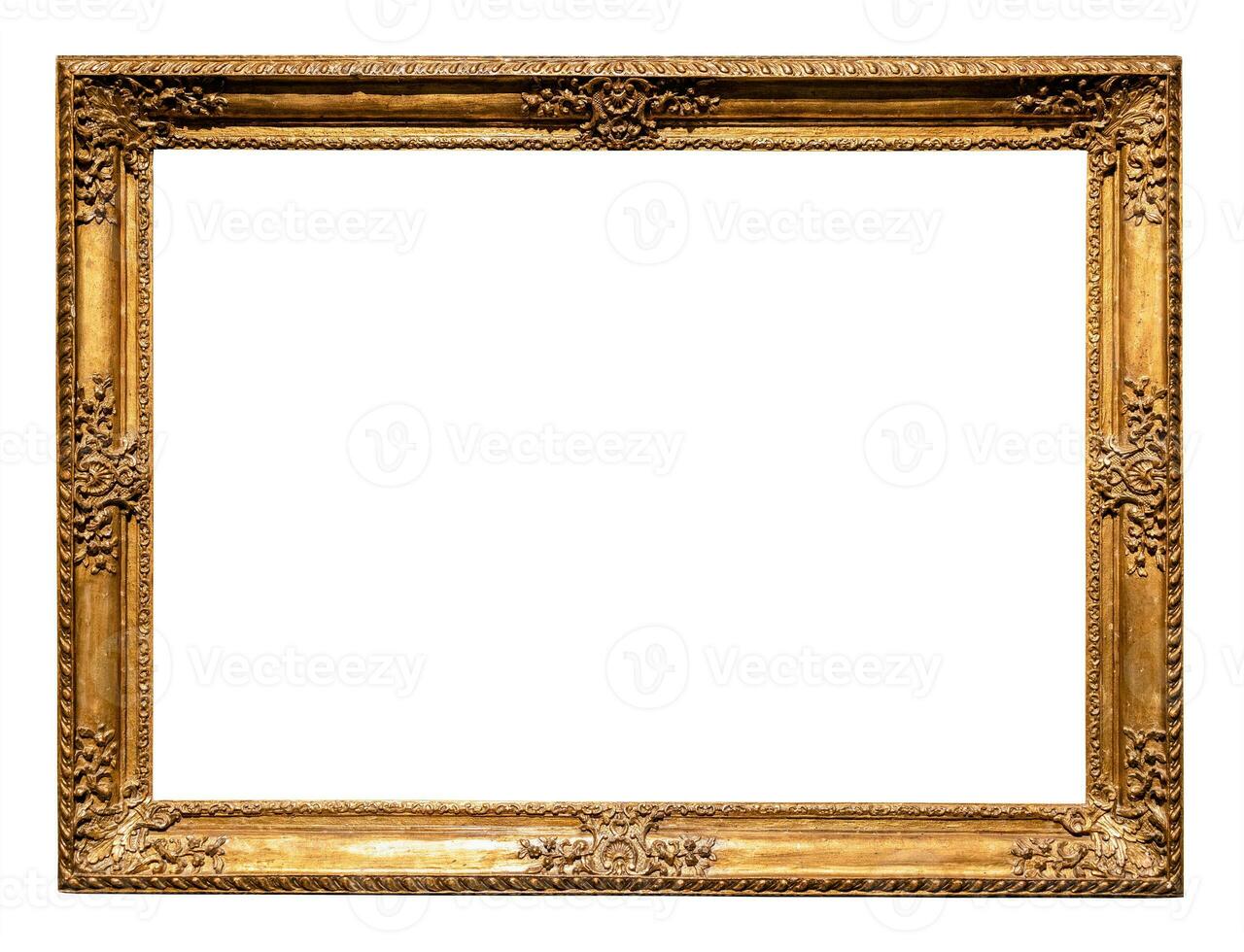 old horizontal golden baroque picture frame cutout photo