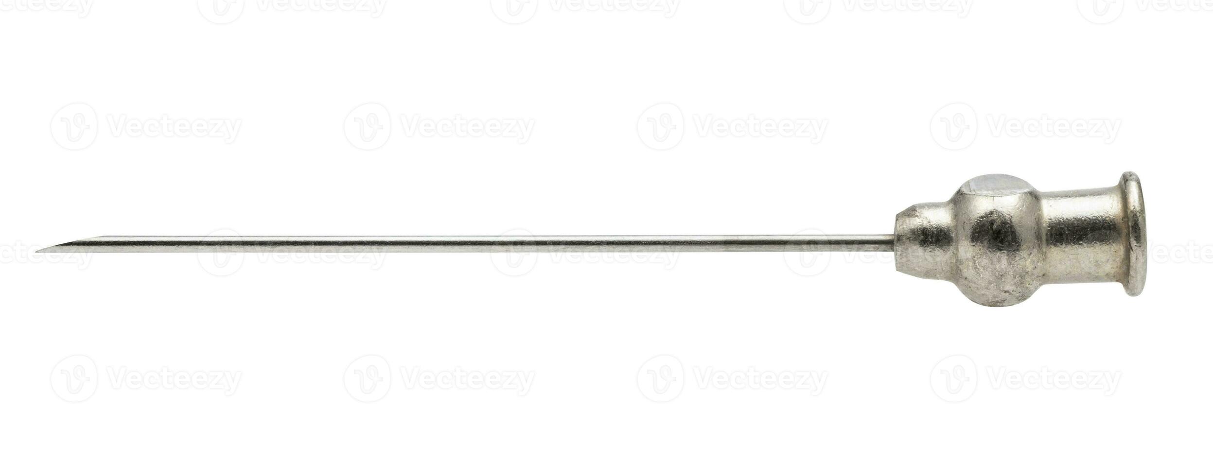 old steel hypodermic needle isolated on white photo