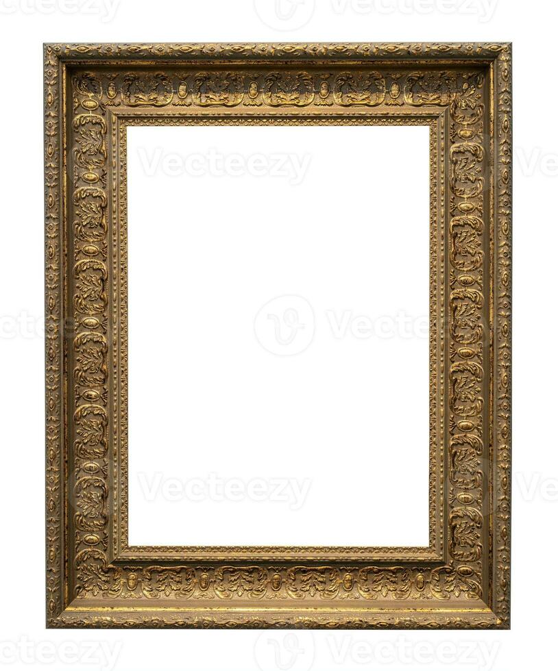 old vertical carved wide golden picture frame photo