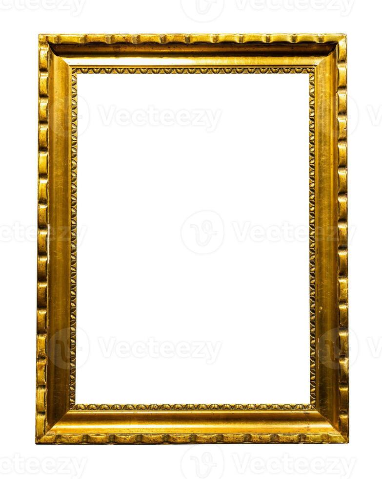 retro vertical golden wood picture frame isolated photo