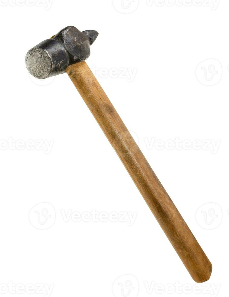 old cross peen hammer with round face isolated photo