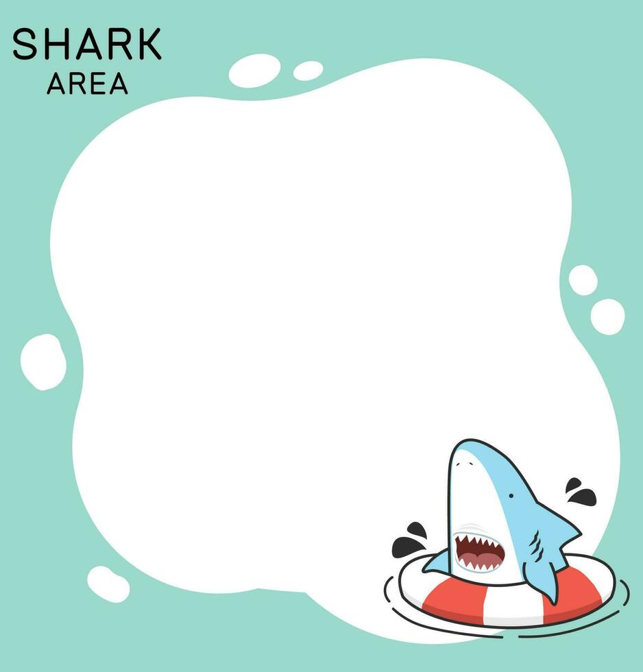 Cute shark open mouth frame vector