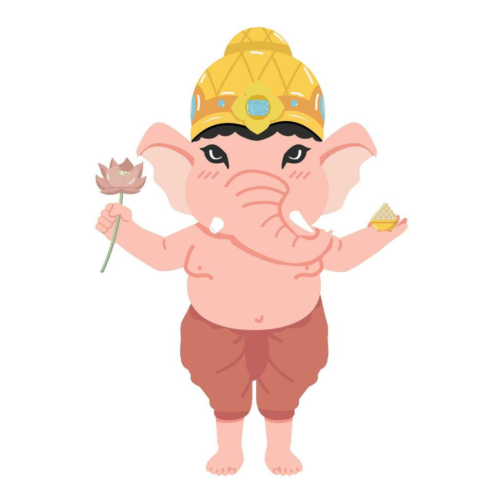 Cute Elephant God Ganesha cartoon vector