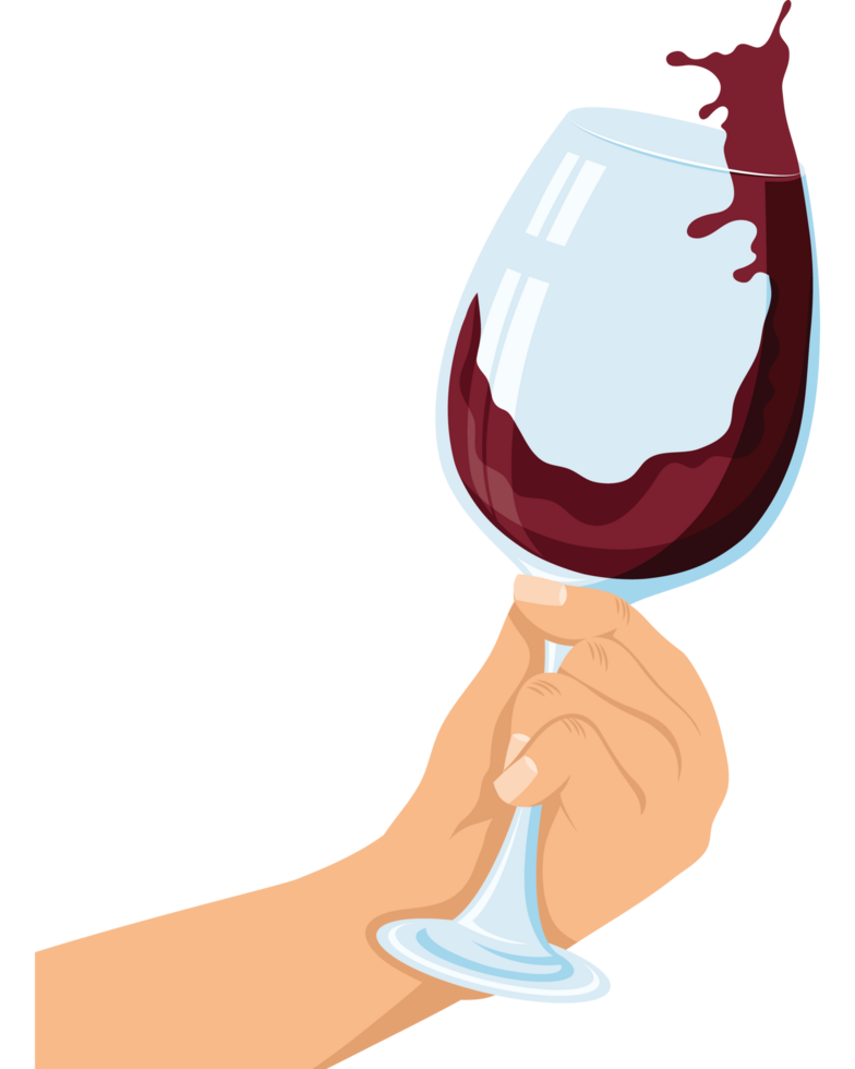 hand with wine cup splashing png
