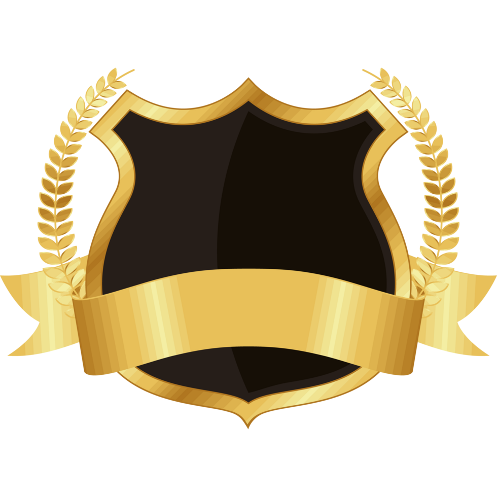 golden shield with ribbon 24098161 PNG