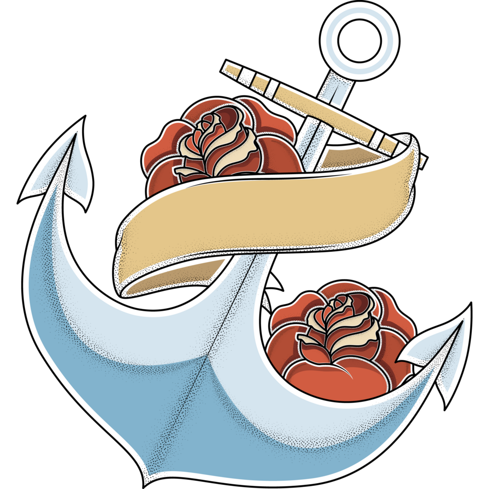 anchor and roses tattoo png