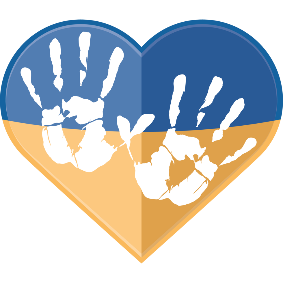 ukraine heart with hands print png