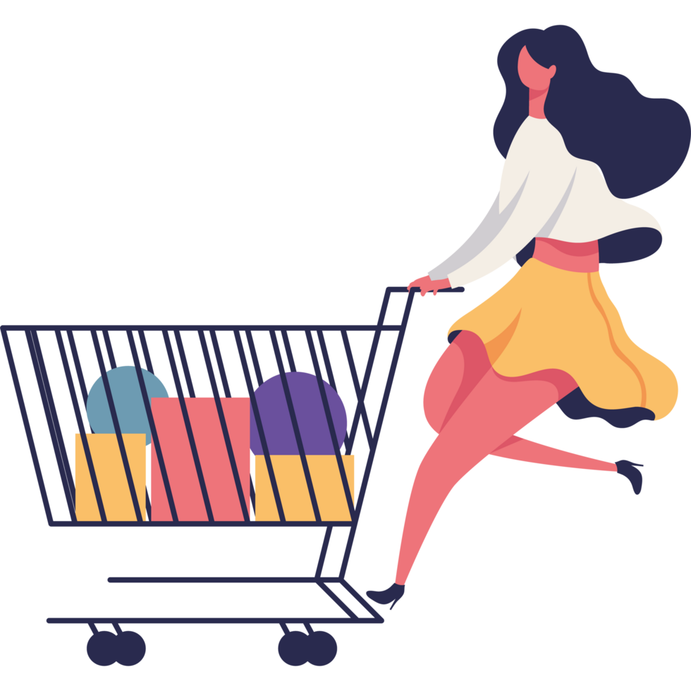 sexy woman with shopping cart png