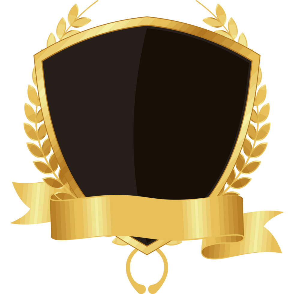 escudo dourado e grinalda png