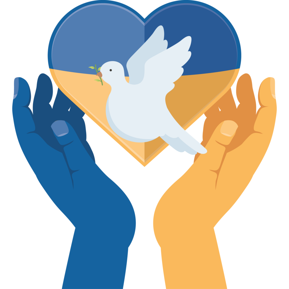 ukraine flag in heart and hands png