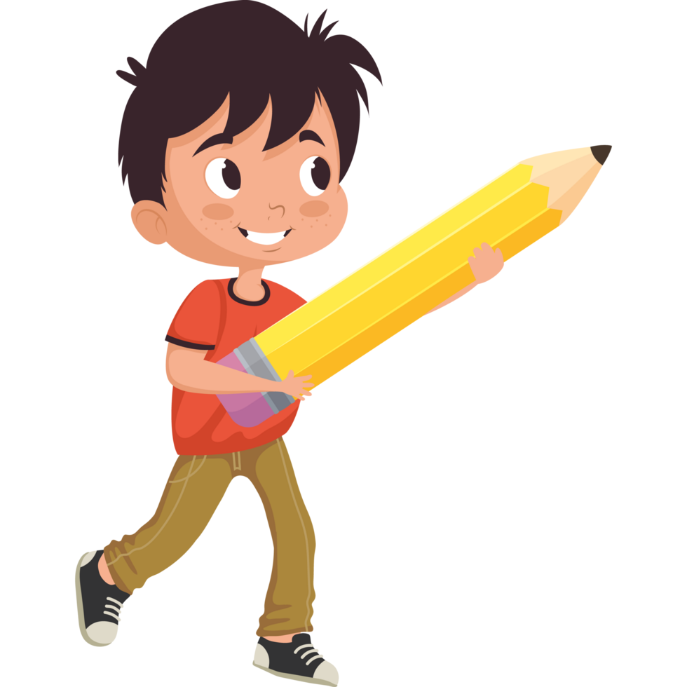 pequeño colegial con lápiz png