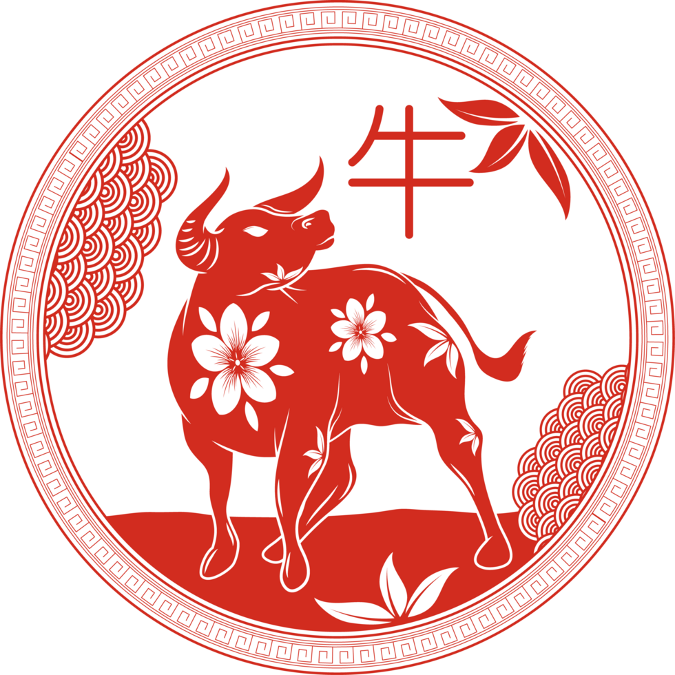 Stier chinesisches Sternzeichen-Emblem png