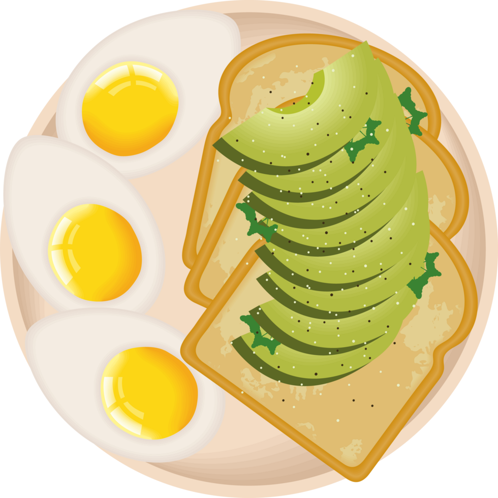 boiled eggs with bread and avocados png