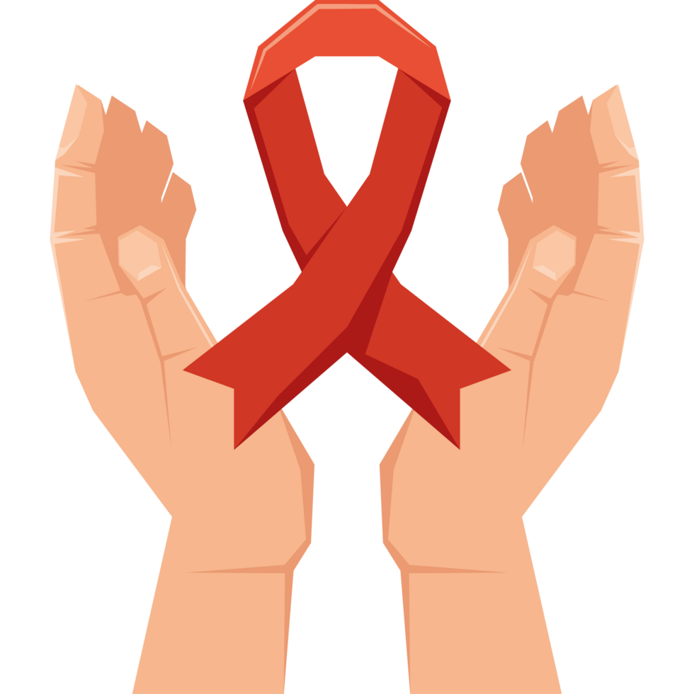 hands with AIDS ribbon png