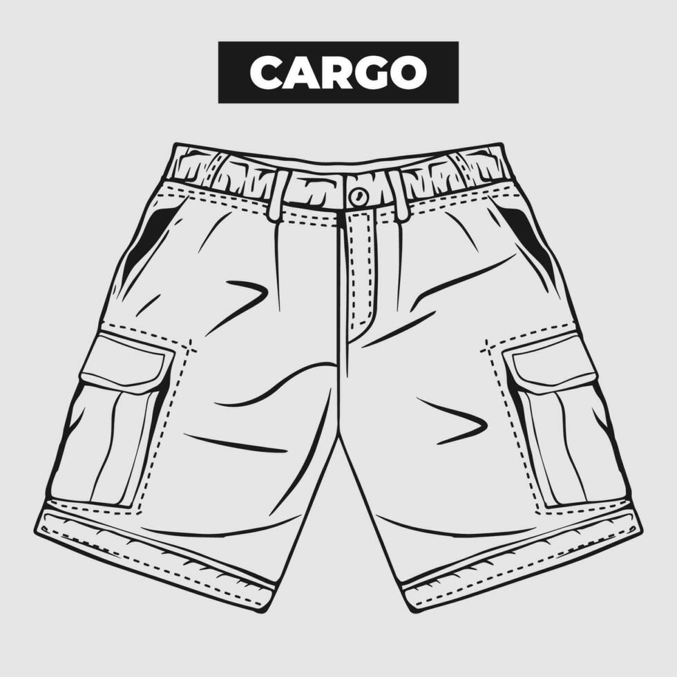 Hand drawn fashion for men's in vector. fashion board pants isolated for men's. Flat icon of short's for men vector