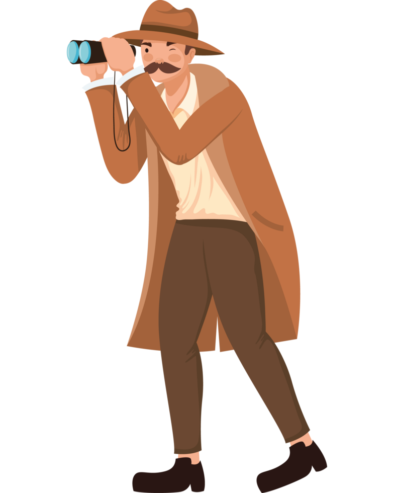 detective spying with binoculars png