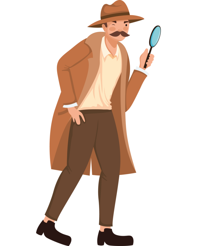 detective spying with magnifying png