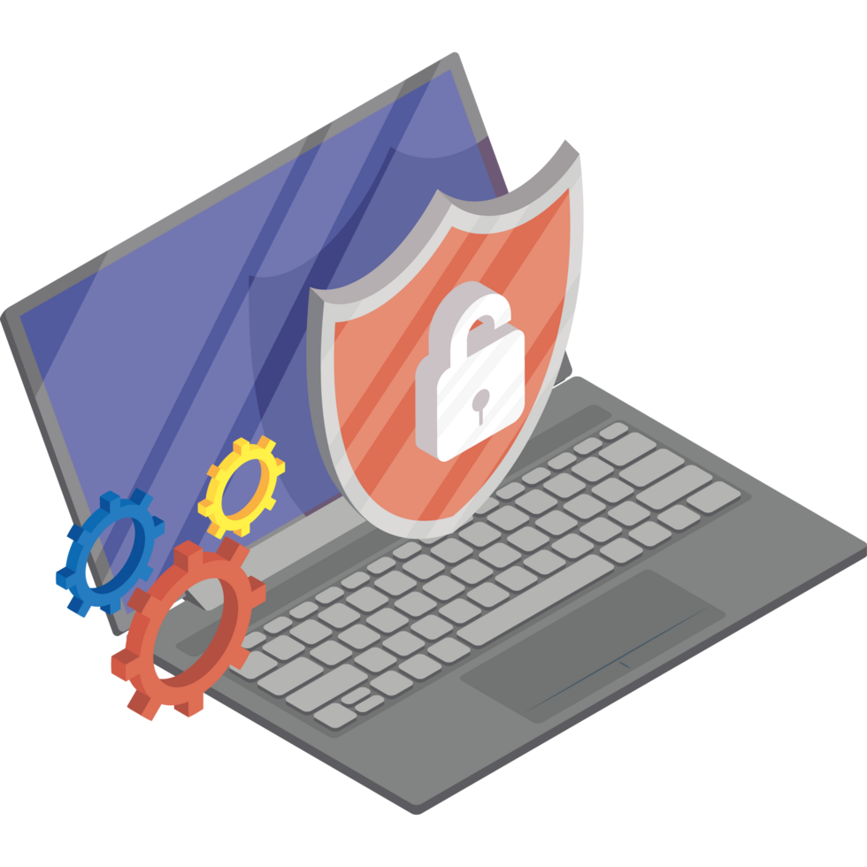 cyber security, laptop with shield png