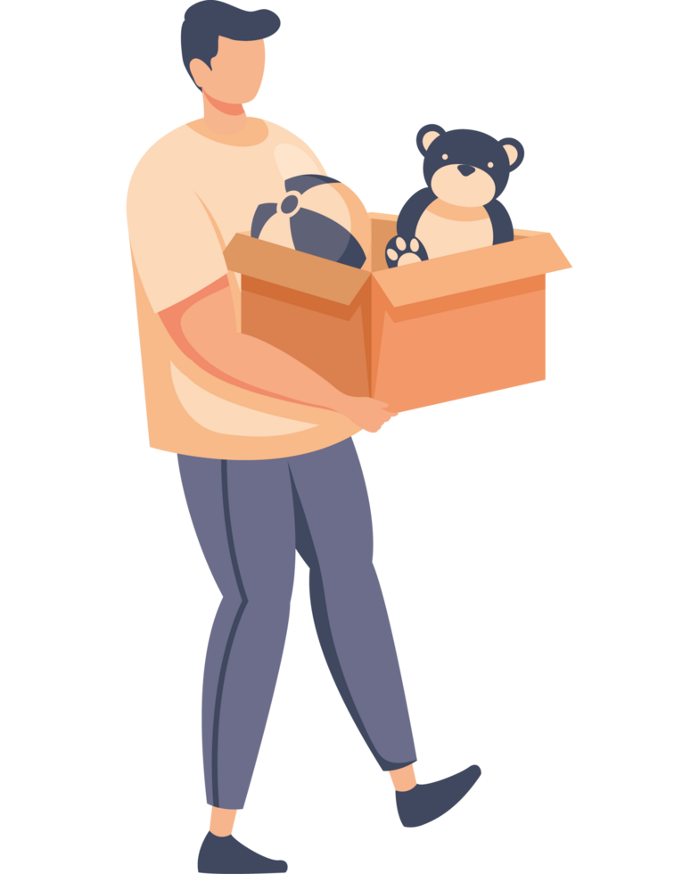 man donating toys png