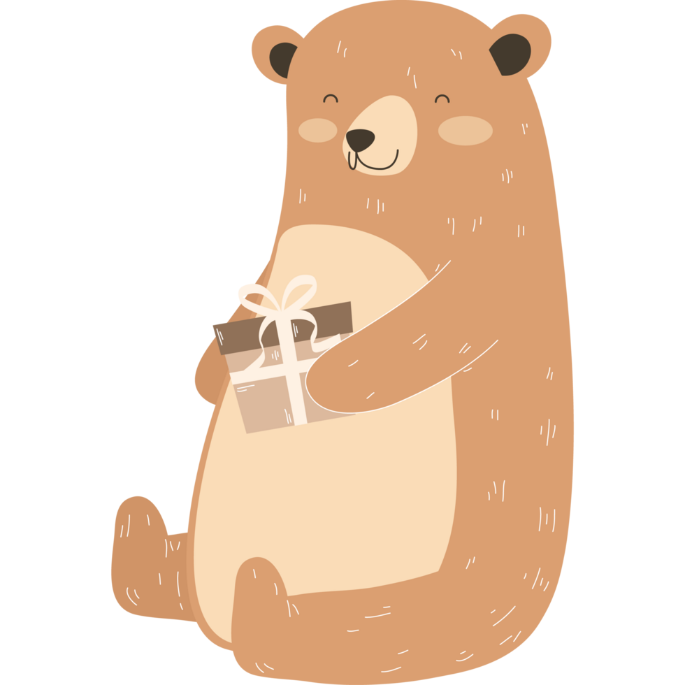 cute bear with gift png