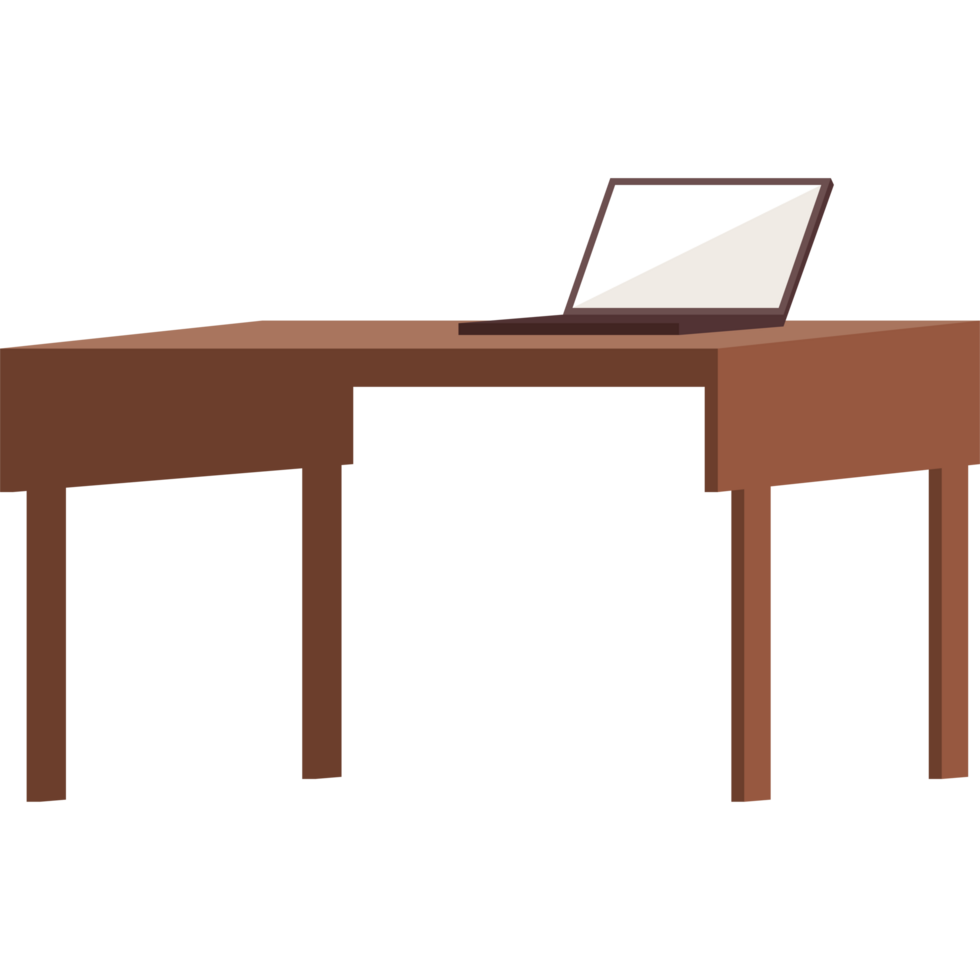 ordinateur portable dans un bureau en bois png