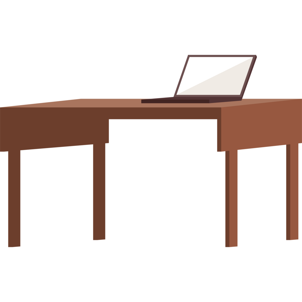 laptop en escritorio de madera png